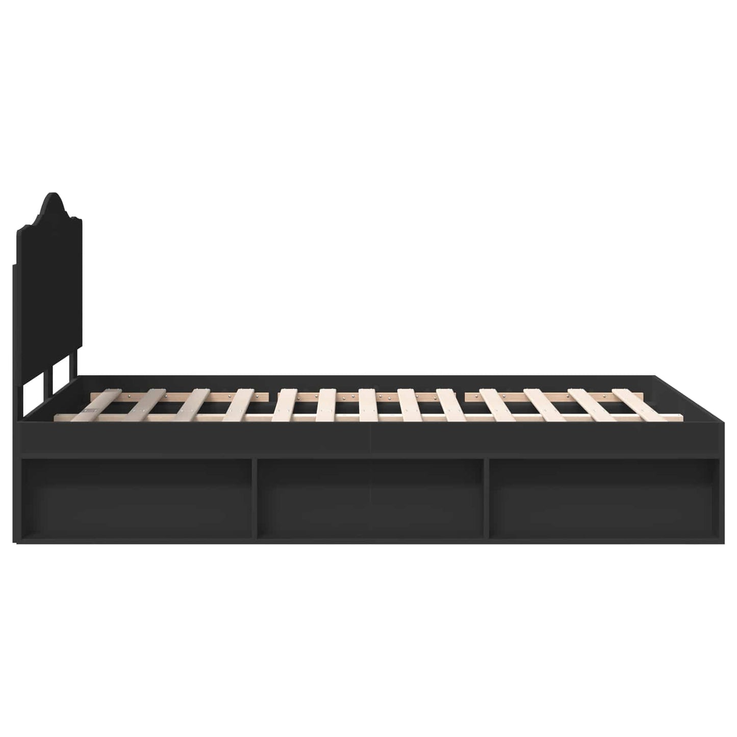 vidaXL Bed Frame with Headboard Black 135 x 190 cm Solid Pine Wood