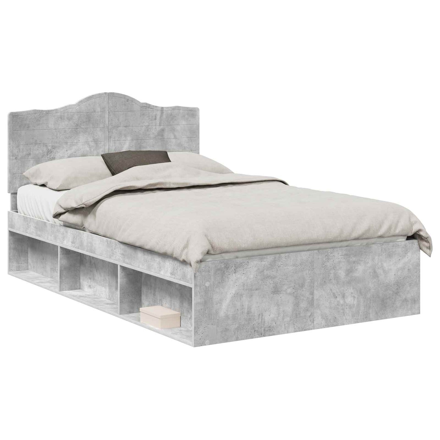 vidaXL Bed Frame Concerte Grey 135 x 190 cm Solid Pine Wood