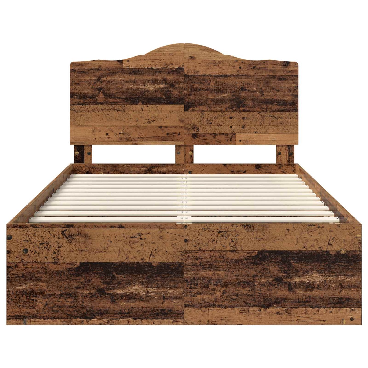 vidaXL Bed Frame with Headboard Old Wood 135 x 190 cm Solid Pine Wood