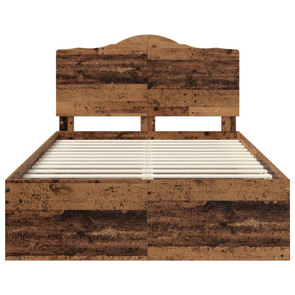 vidaXL Bed Frame with Headboard Old Wood 135 x 190 cm Solid Pine Wood