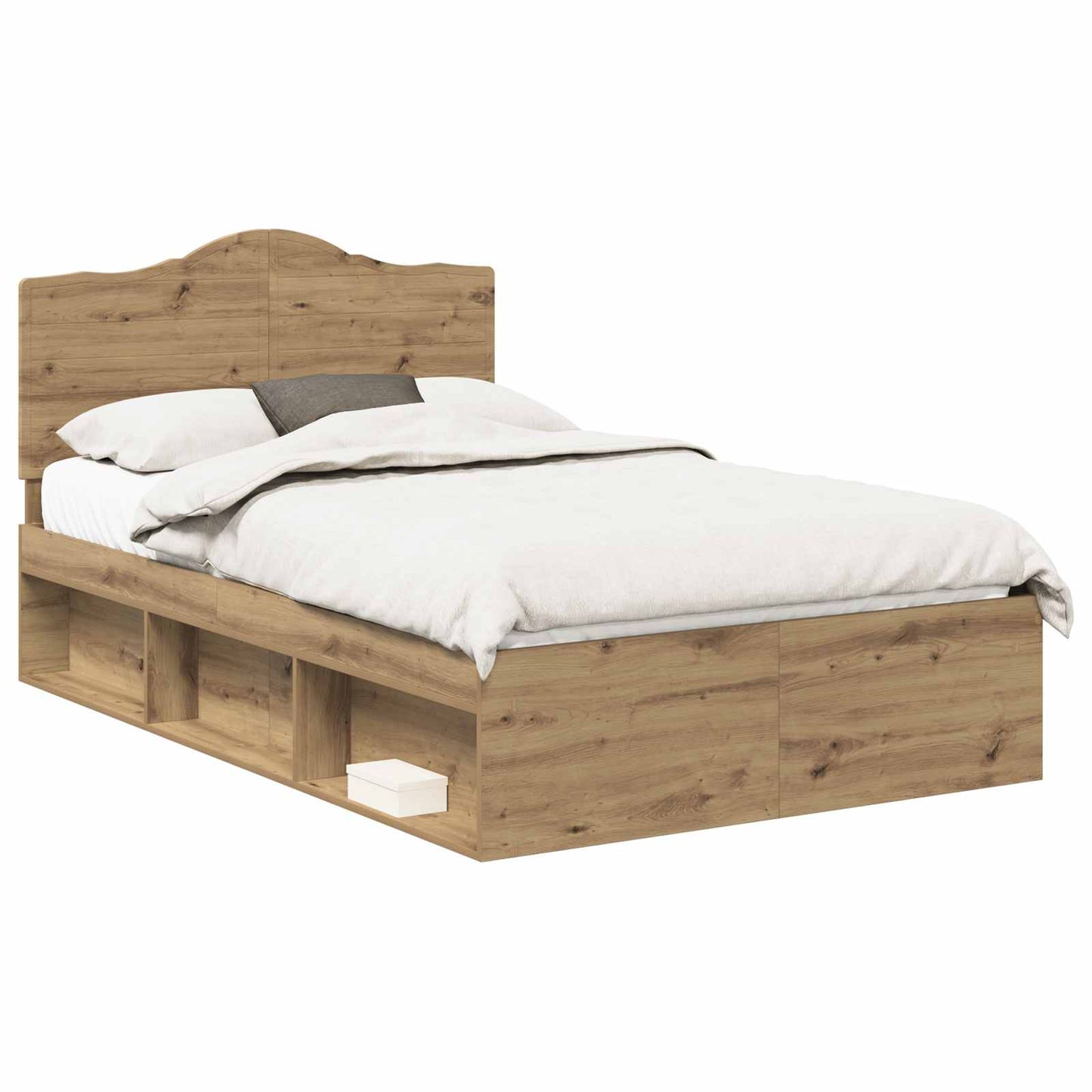 vidaXL Bed Frame Artisian Oak 135 x 190 cm Solid Pine Wood