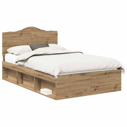 vidaXL Bed Frame Artisian Oak 135 x 190 cm Solid Pine Wood