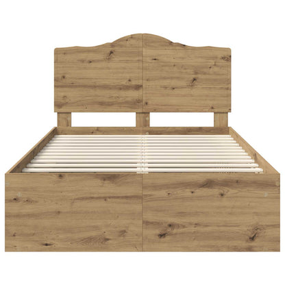 vidaXL Bed Frame Artisian Oak 135 x 190 cm Solid Pine Wood