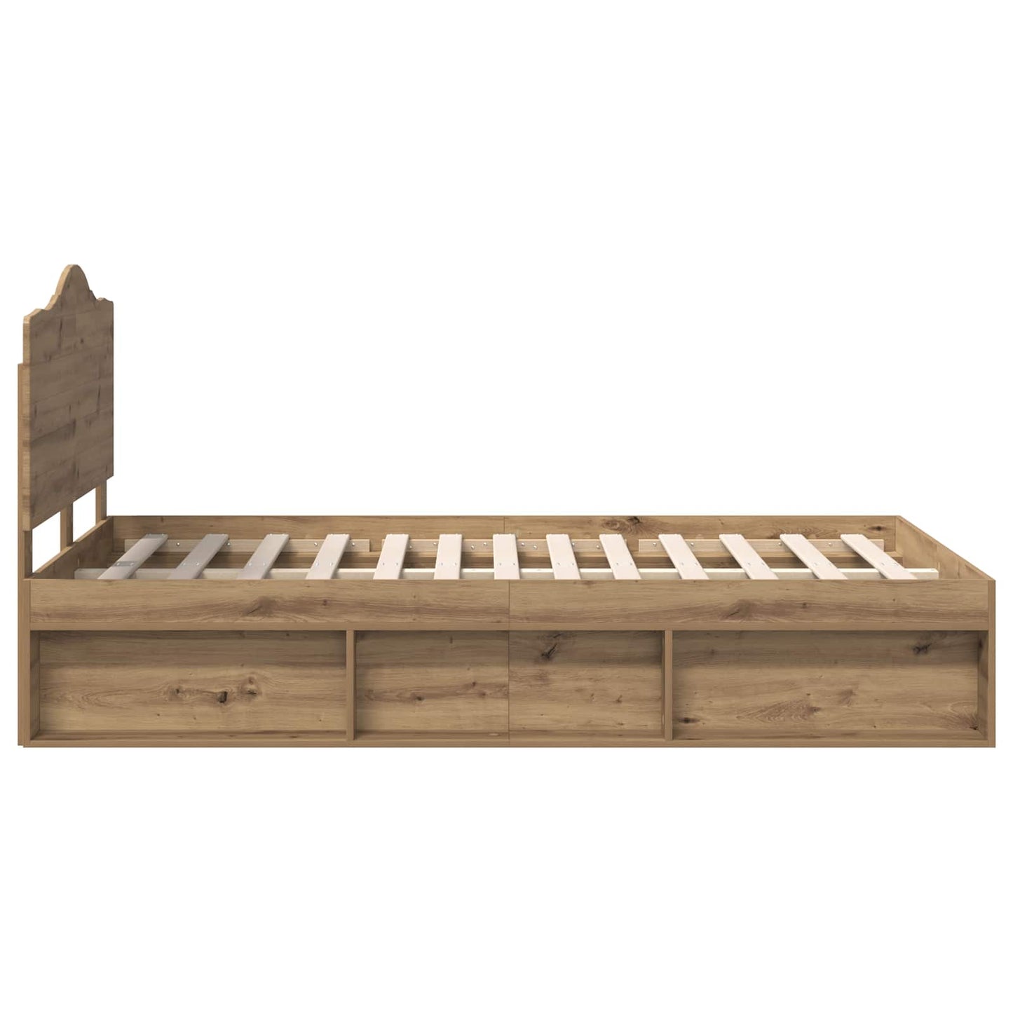 vidaXL Bed Frame Artisian Oak 135 x 190 cm Solid Pine Wood