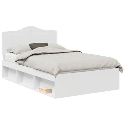 vidaXL Bed Frame with Headboard White 120 x 200 cm Solid Pine Wood
