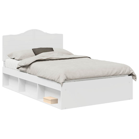 vidaXL Bed Frame with Headboard White 120 x 200 cm Solid Pine Wood