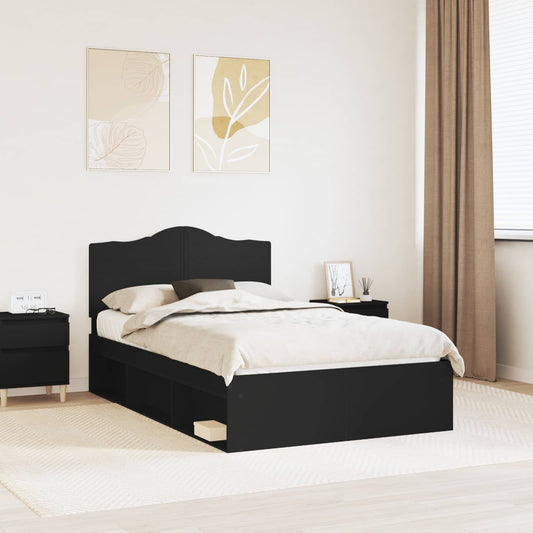 vidaXL Bed Frame with Headboard Black 120 x 200 cm Solid Pine Wood
