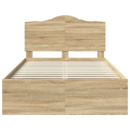 vidaXL Bed Frame with Headboard Sonoma 120 x 200 cm Solid Pine Wood