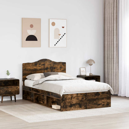 vidaXL Bed Frame Smoked Oak 120 x 200 cm Solid Pine Wood
