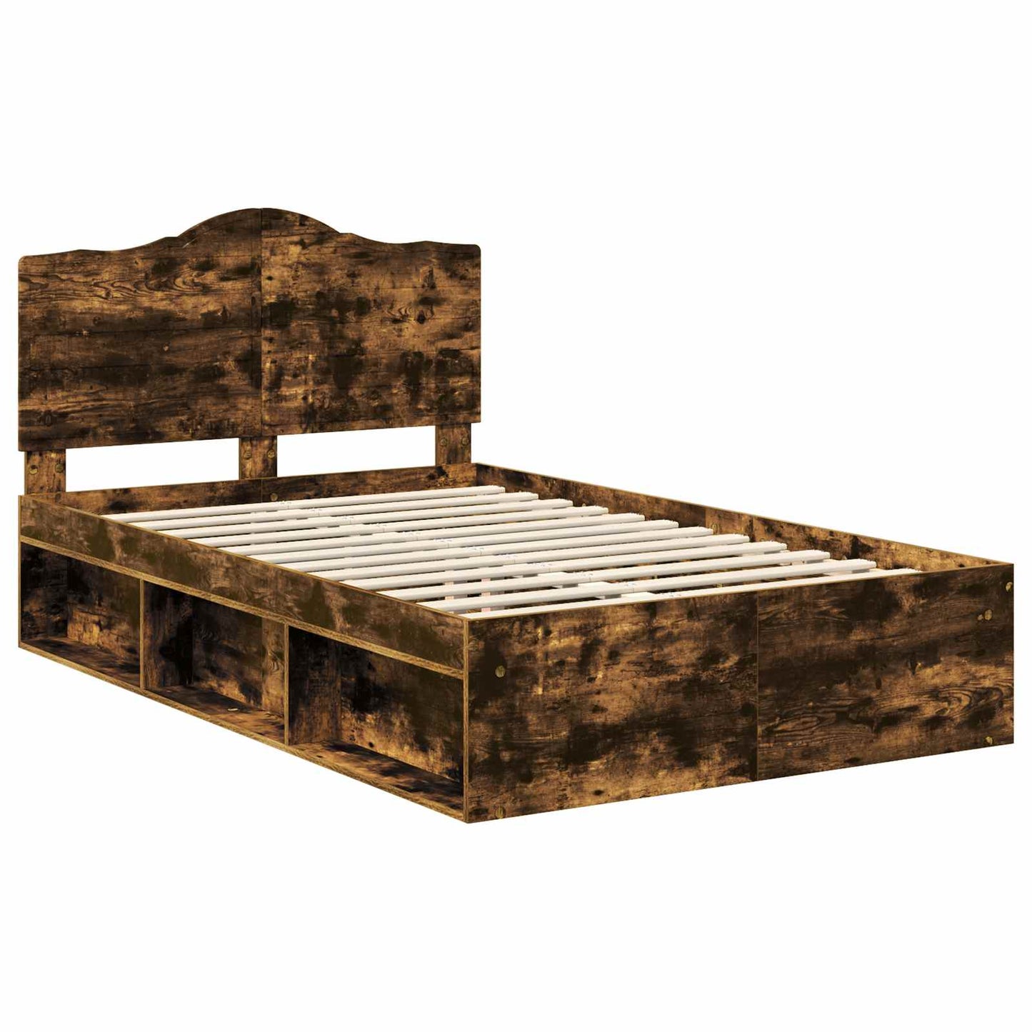 vidaXL Bed Frame Smoked Oak 120 x 200 cm Solid Pine Wood