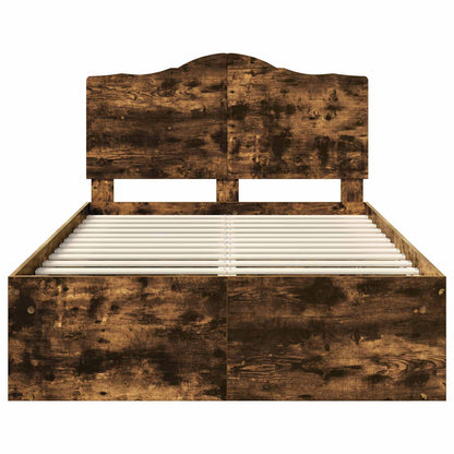 vidaXL Bed Frame Smoked Oak 120 x 200 cm Solid Pine Wood