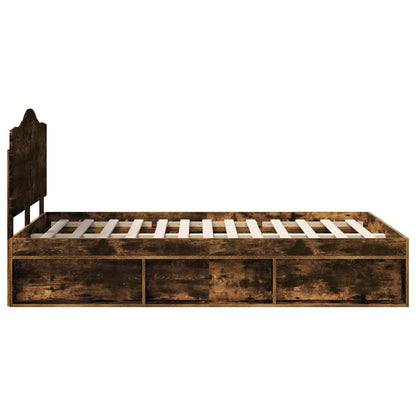 vidaXL Bed Frame Smoked Oak 120 x 200 cm Solid Pine Wood
