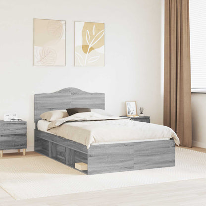 vidaXL Bed Frame Grey Sonoma 120 x 200 cm Solid Pine Wood