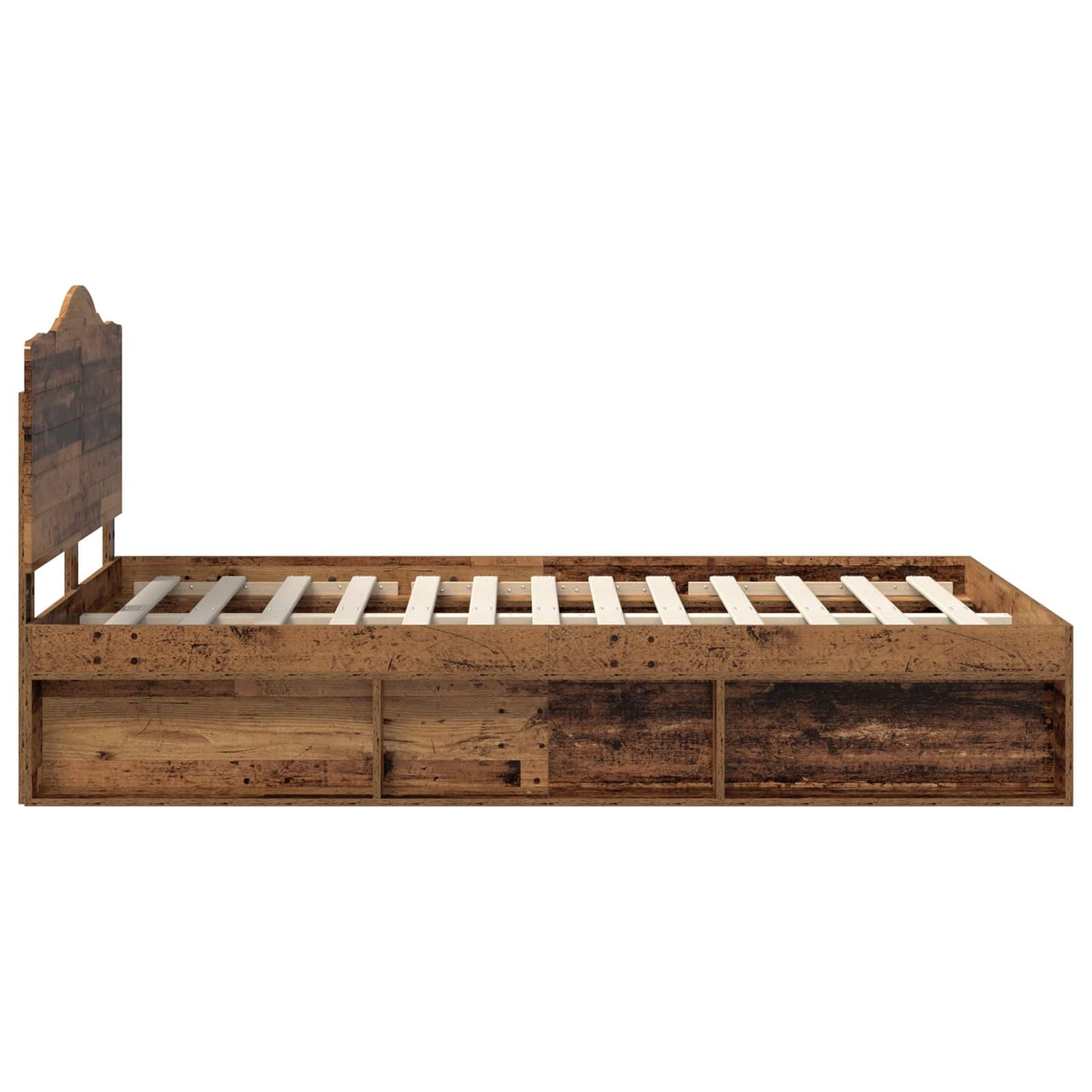 vidaXL Bed Frame with Headboard Old Wood 120 x 200 cm Solid Pine Wood
