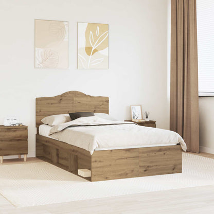 vidaXL Bed Frame Artisian Oak 120 x 200 cm Solid Pine Wood