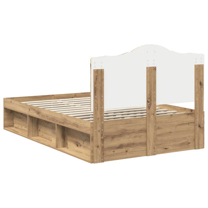 vidaXL Bed Frame Artisian Oak 120 x 200 cm Solid Pine Wood