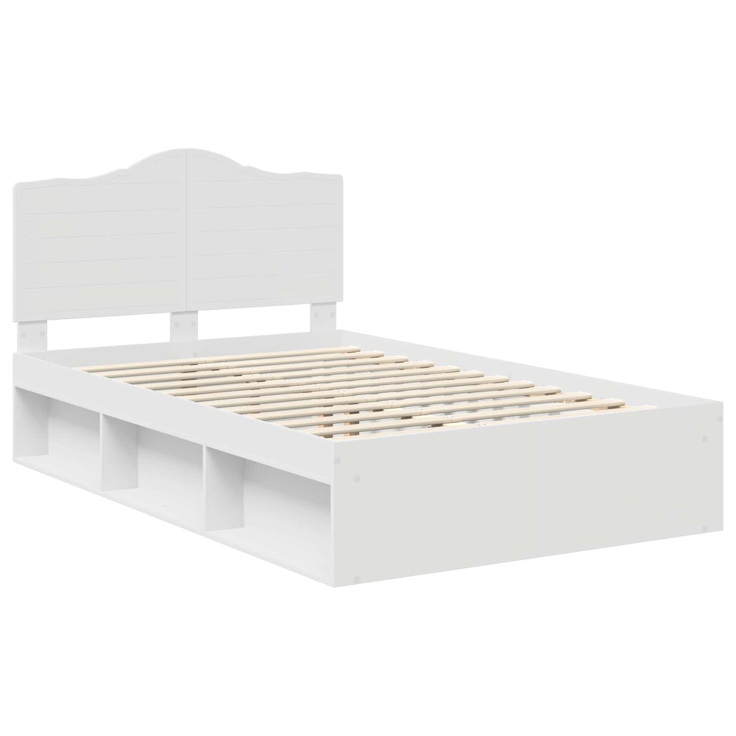 vidaXL Bed Frame with Headboard White 120 x 190 cm Solid Pine Wood