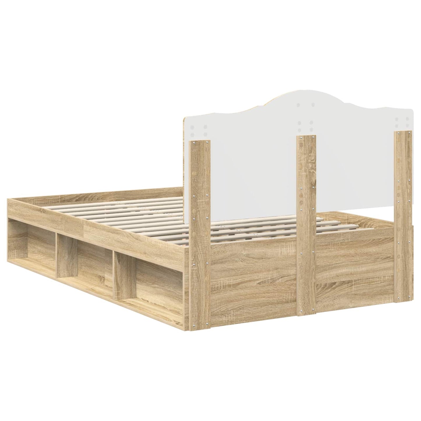 vidaXL Bed Frame with Headboard Sonoma 120 x 190 cm Solid Pine Wood