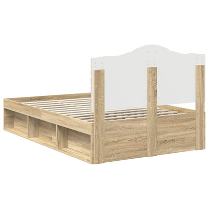 vidaXL Bed Frame with Headboard Sonoma 120 x 190 cm Solid Pine Wood