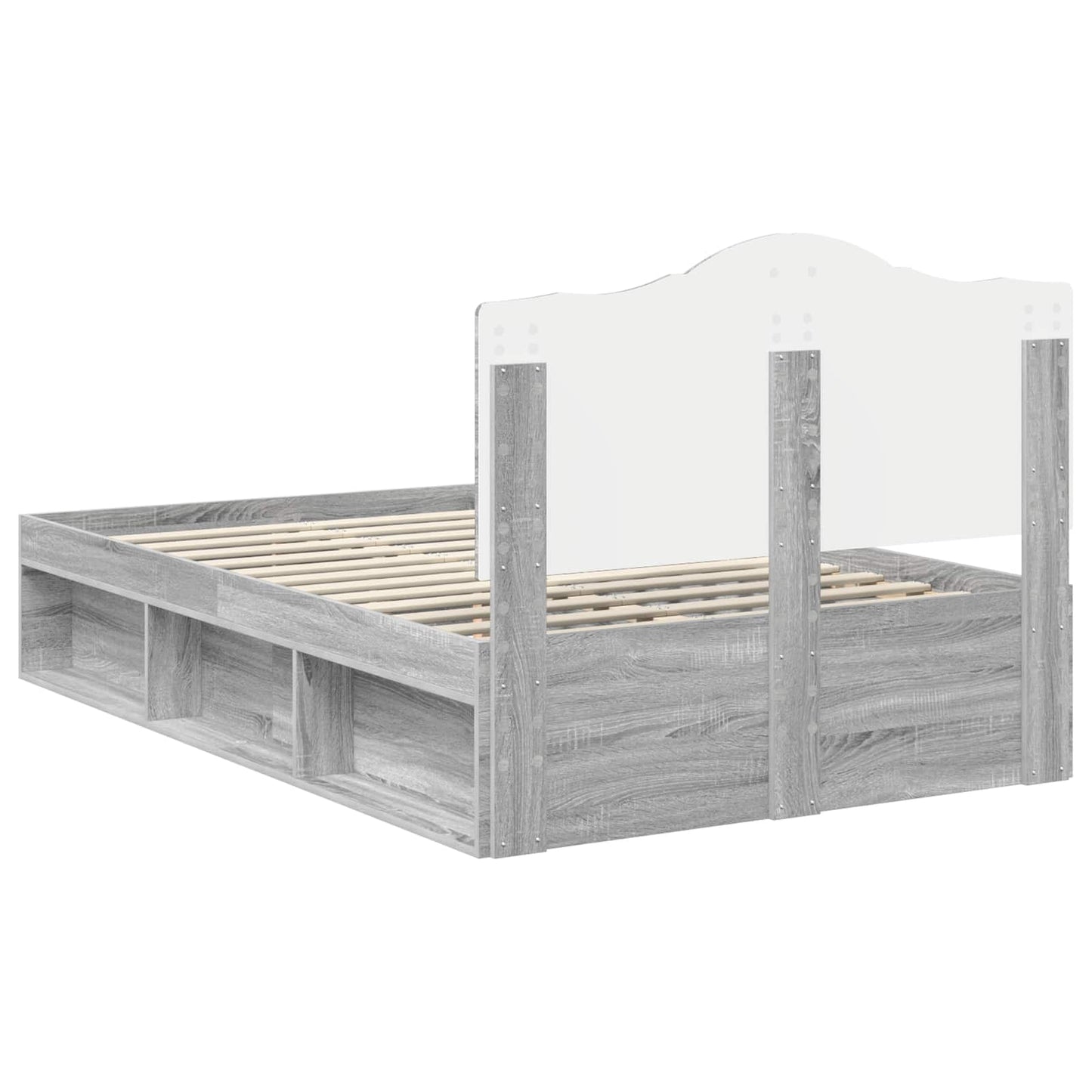 vidaXL Bed Frame Grey Sonoma 120 x 190 cm Solid Pine Wood