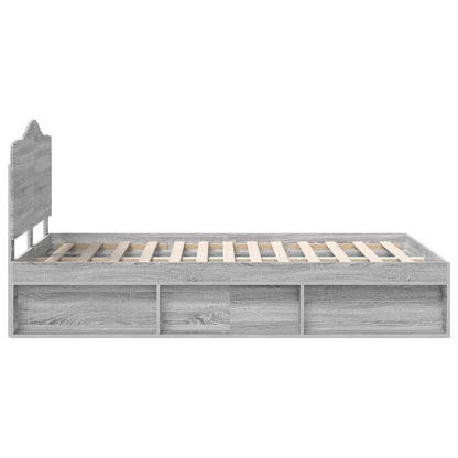 vidaXL Bed Frame Grey Sonoma 120 x 190 cm Solid Pine Wood