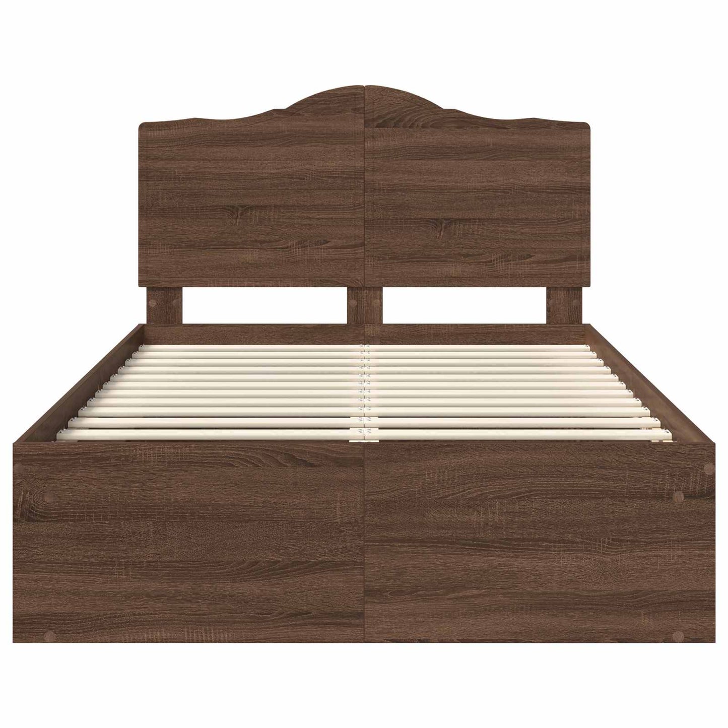 vidaXL Bed Frame with Headboard Brown Oak 120 x 190 cm Solid Pine Wood