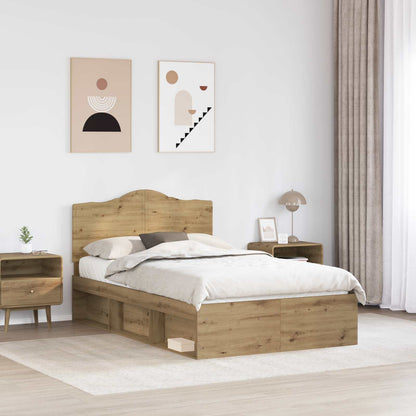 vidaXL Bed Frame Artisian Oak 120 x 190 cm Solid Pine Wood