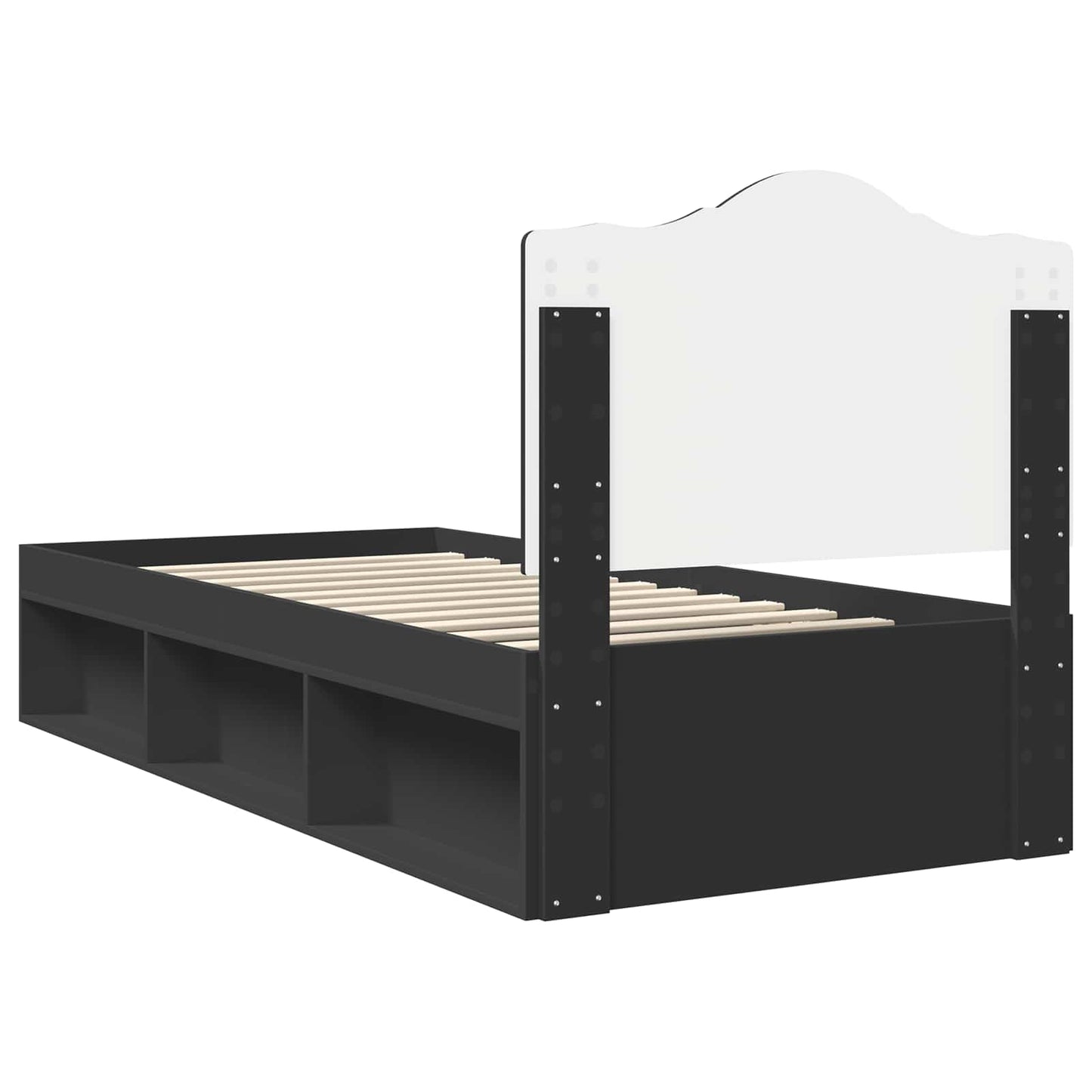 vidaXL Bed Frame with Headboard Black 100 x 200 cm Solid Pine Wood
