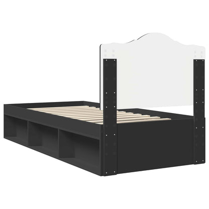 vidaXL Bed Frame with Headboard Black 100 x 200 cm Solid Pine Wood