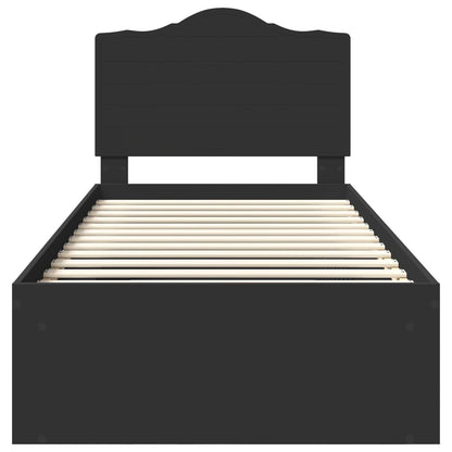 vidaXL Bed Frame with Headboard Black 100 x 200 cm Solid Pine Wood