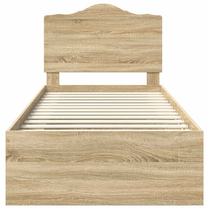 vidaXL Bed Frame with Headboard Sonoma 100 x 200 cm Solid Pine Wood