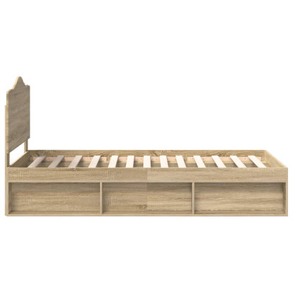 vidaXL Bed Frame with Headboard Sonoma 100 x 200 cm Solid Pine Wood