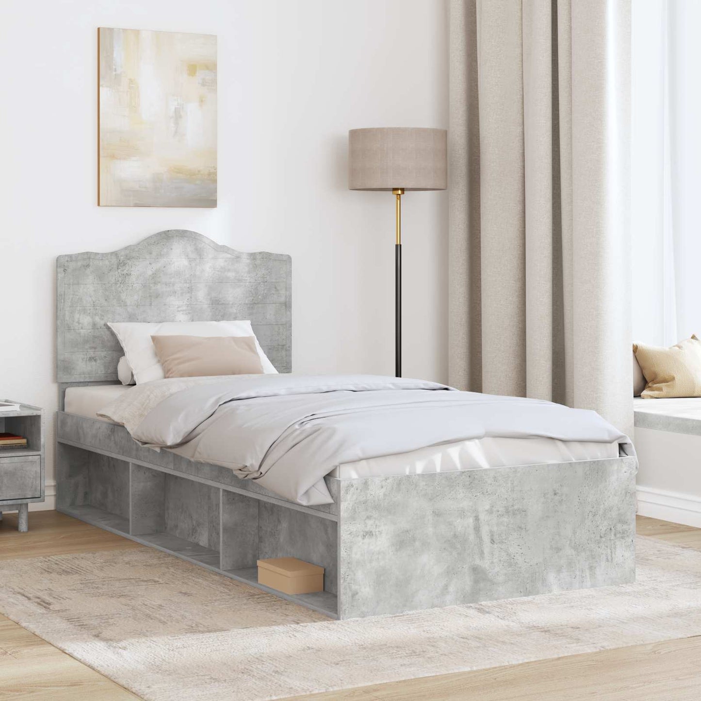 vidaXL Bed Frame Concerte Grey 100 x 200 cm Solid Pine Wood