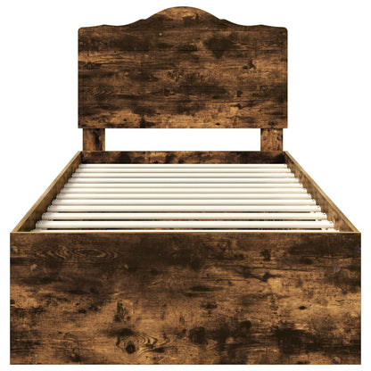 vidaXL Bed Frame Smoked Oak 100 x 200 cm Solid Pine Wood