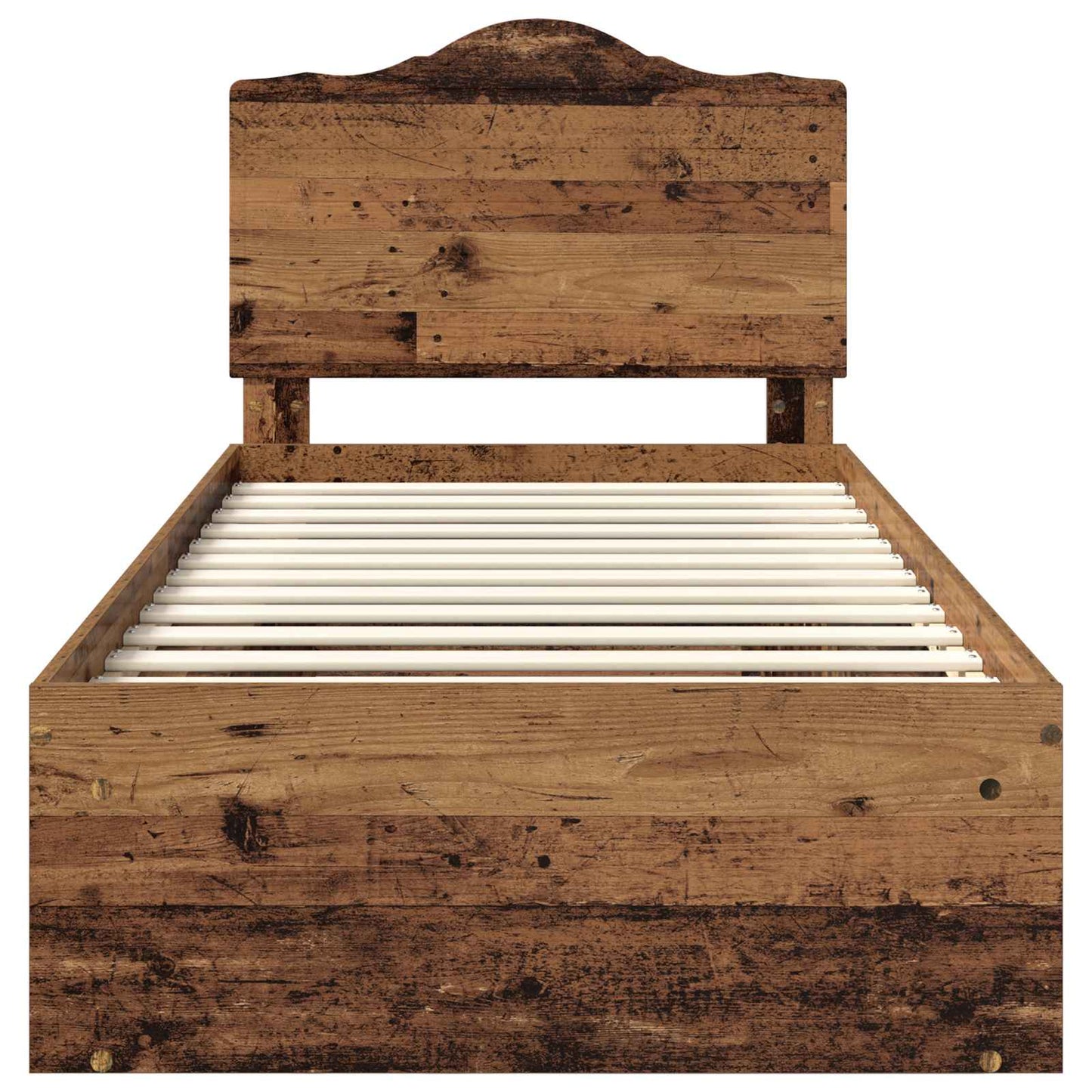 vidaXL Bed Frame with Headboard Old Wood 100 x 200 cm Solid Pine Wood