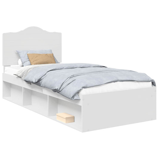 vidaXL Bed Frame with Headboard White 90 x 200 cm Solid Pine Wood