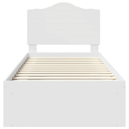 vidaXL Bed Frame with Headboard White 90 x 200 cm Solid Pine Wood