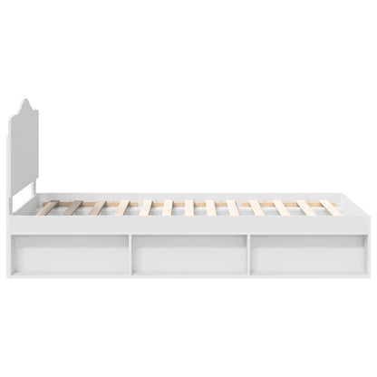 vidaXL Bed Frame with Headboard White 90 x 200 cm Solid Pine Wood