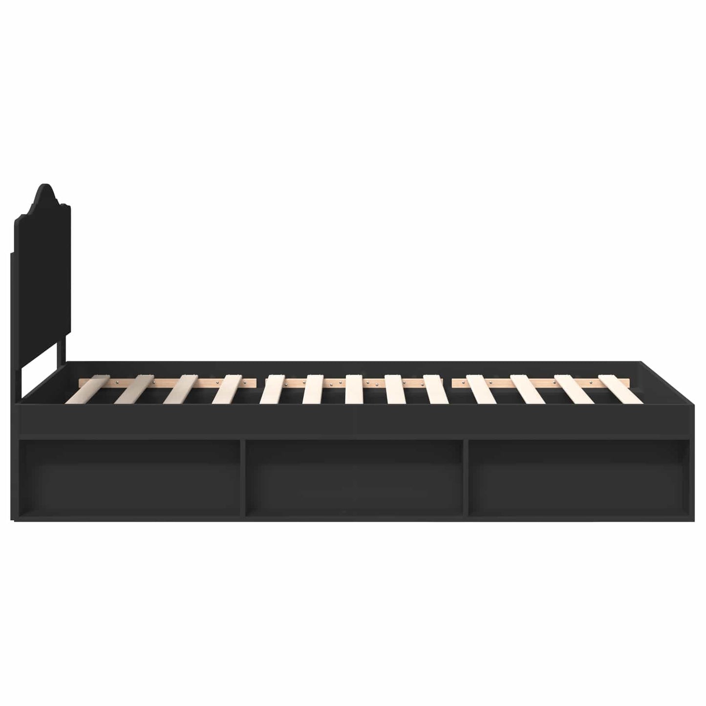 vidaXL Bed Frame with Headboard Black 90 x 200 cm Solid Pine Wood