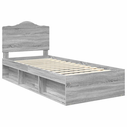 vidaXL Bed Frame Grey Sonoma 90 x 200 cm Solid Pine Wood