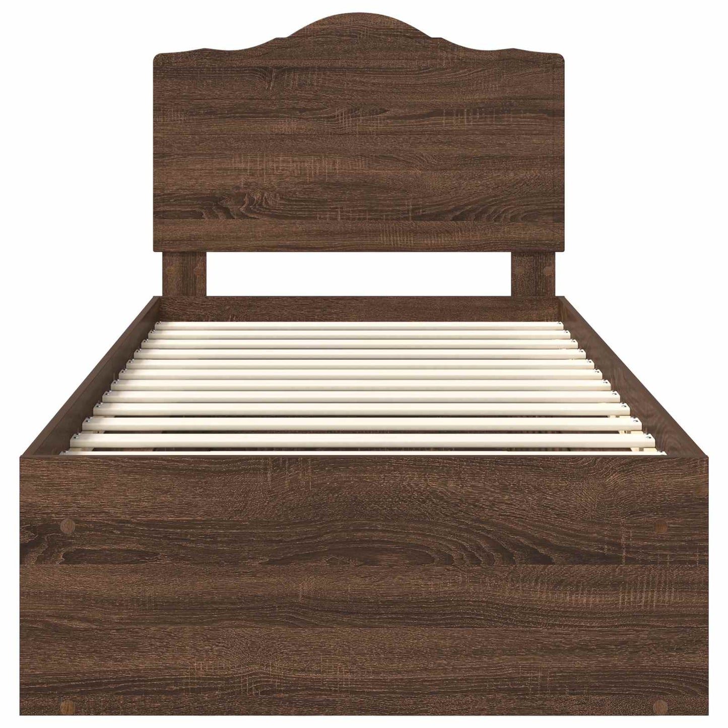 vidaXL Bed Frame with Headboard Brown Oak 90 x 200 cm Solid Pine Wood