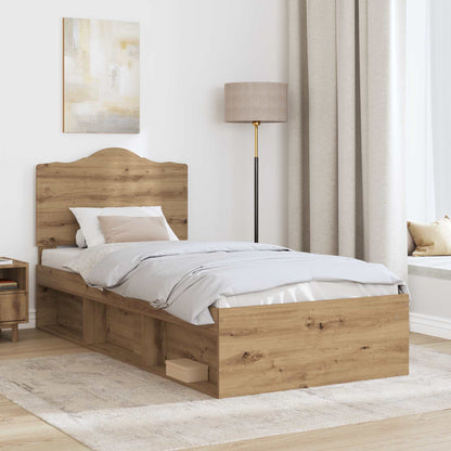 vidaXL Bed Frame Artisian Oak 90 x 200 cm Solid Pine Wood