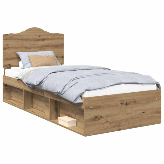 vidaXL Bed Frame Artisian Oak 90 x 200 cm Solid Pine Wood