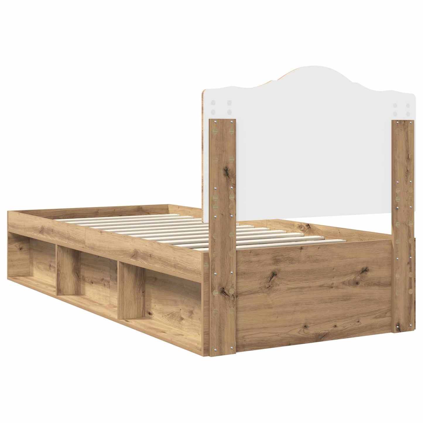 vidaXL Bed Frame Artisian Oak 90 x 200 cm Solid Pine Wood