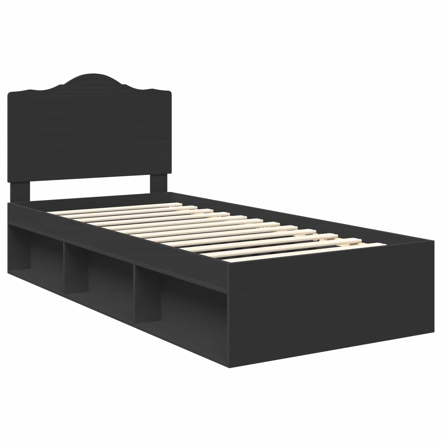 vidaXL Bed Frame with Headboard Black 90 x 190 cm Solid Pine Wood