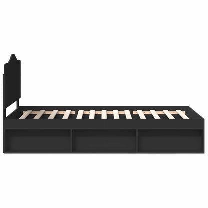 vidaXL Bed Frame with Headboard Black 90 x 190 cm Solid Pine Wood