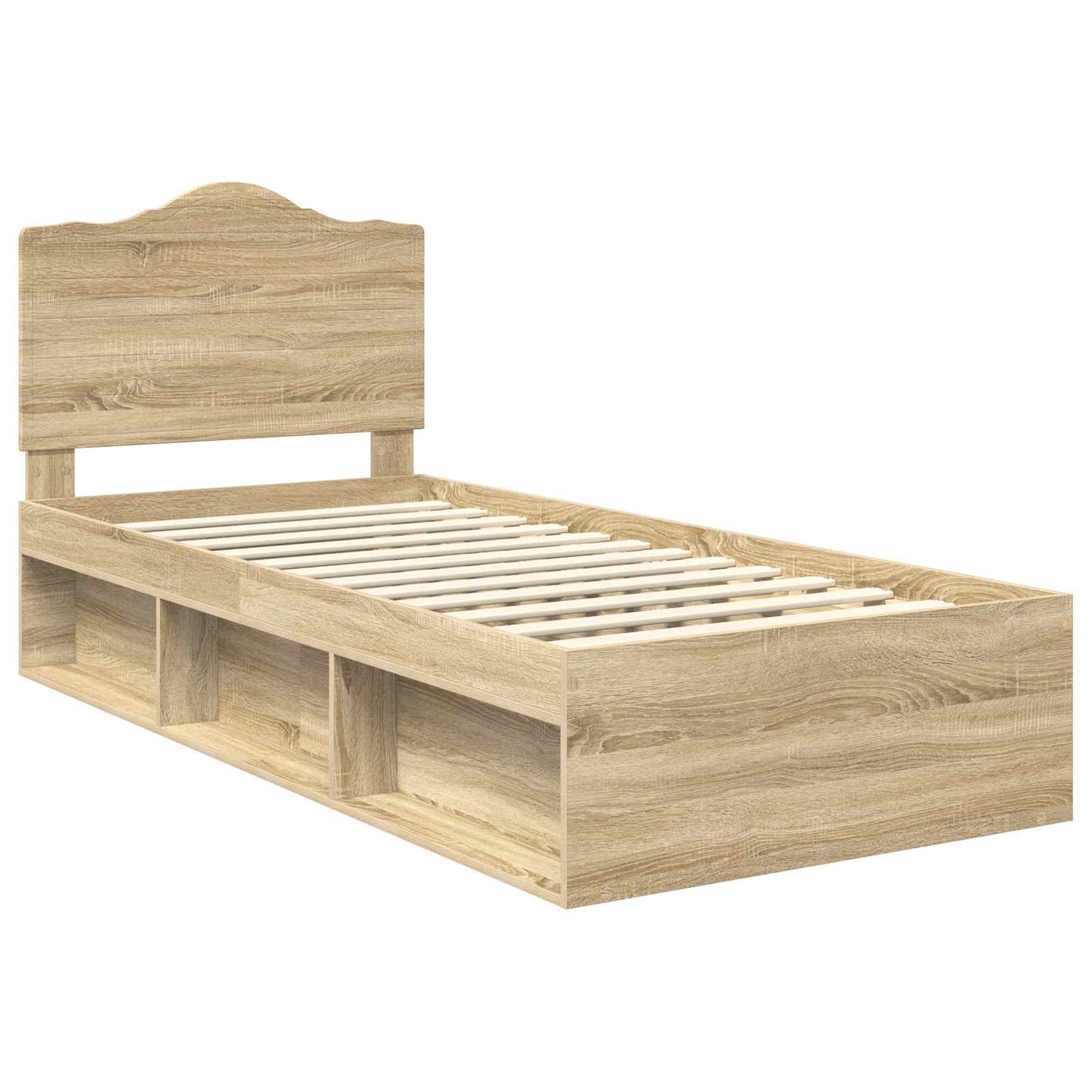 vidaXL Bed Frame with Headboard Sonoma 90 x 190 cm Solid Pine Wood