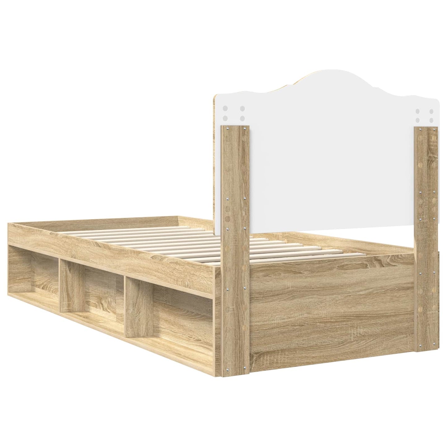 vidaXL Bed Frame with Headboard Sonoma 90 x 190 cm Solid Pine Wood