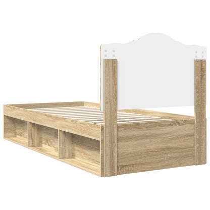 vidaXL Bed Frame with Headboard Sonoma 90 x 190 cm Solid Pine Wood