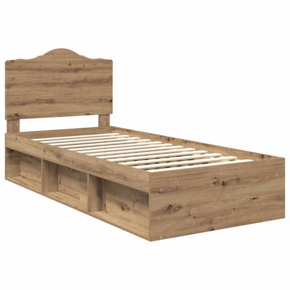 vidaXL Bed Frame Artisian Oak 90 x 190 cm Solid Pine Wood